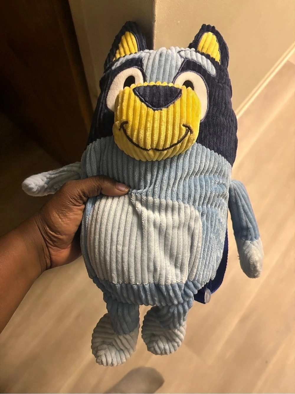 Bluey Corduroy Plush Backpack Blue & Yellow